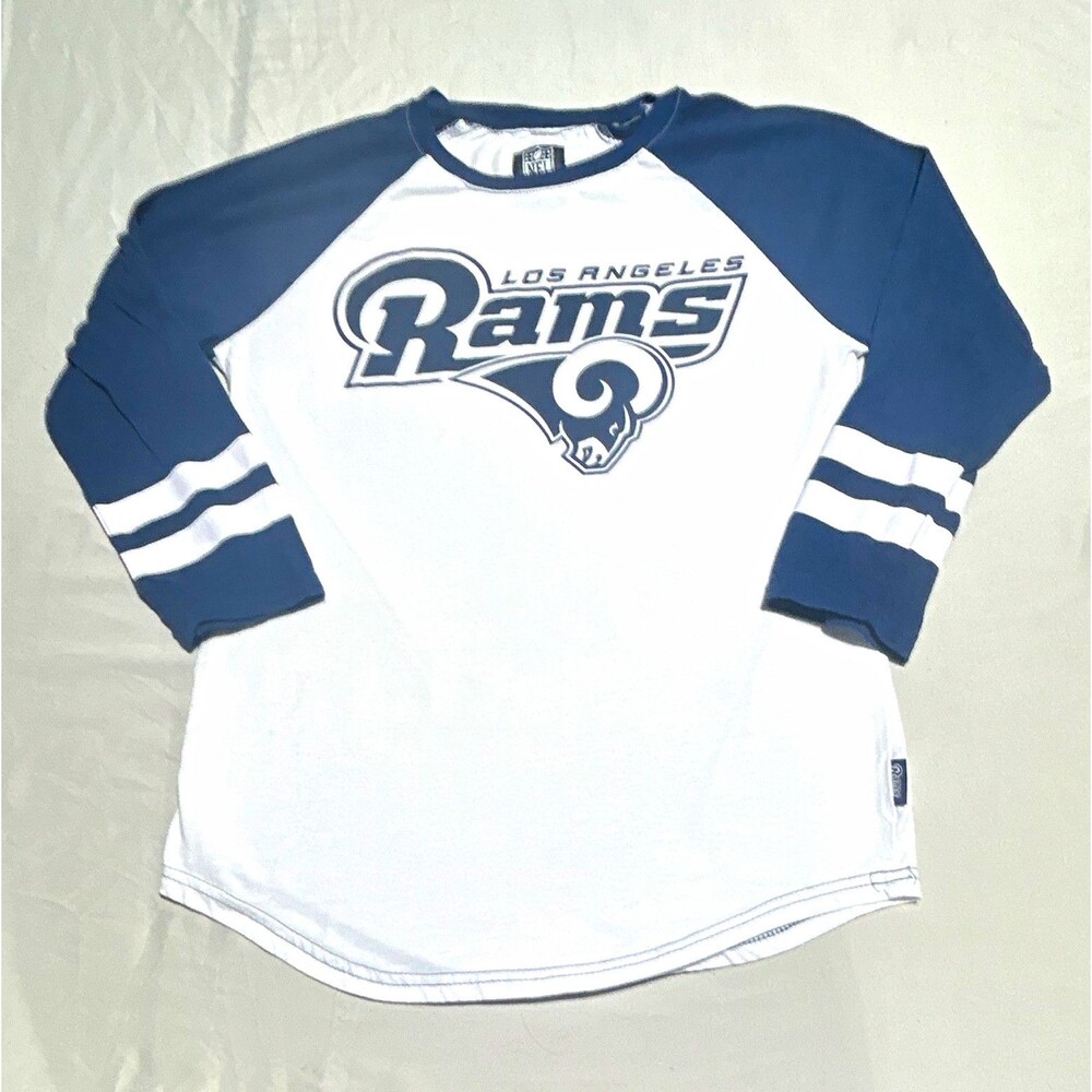 NFL Team Apparel Los Angeles Rams Shirt Small Mens Womens Baseball Tee 3/4 Sleev